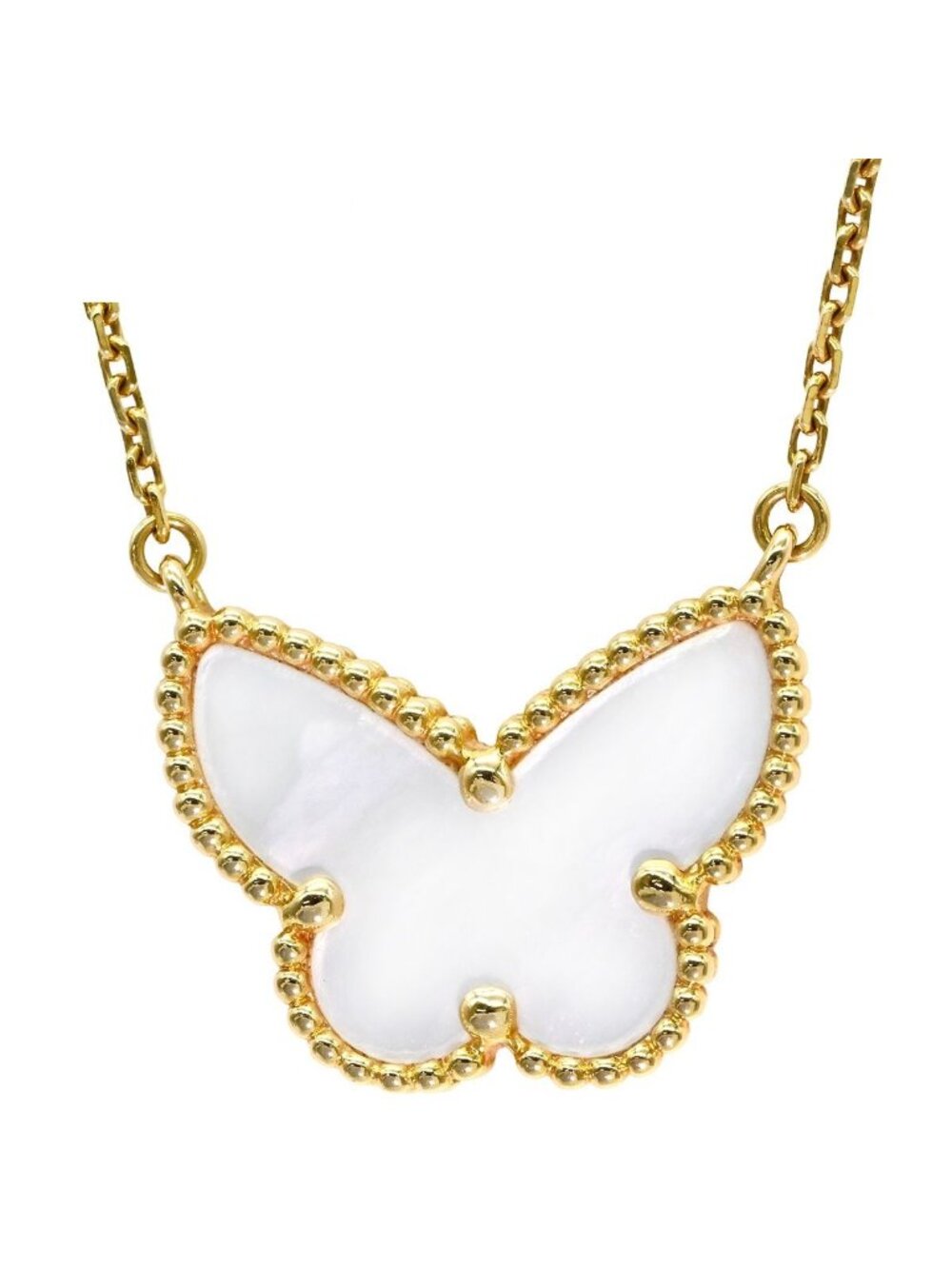 Van Cleef & Arpels Necklace Lucky Alhambra Papillon Pearl White Yellow Gold 18k